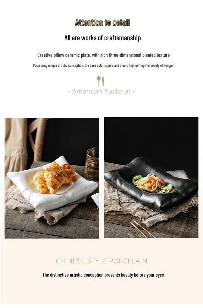 Nordische Keramiksalat- und Pastaplatte: Hochwertiges Geschirr für Snacks und Desserts