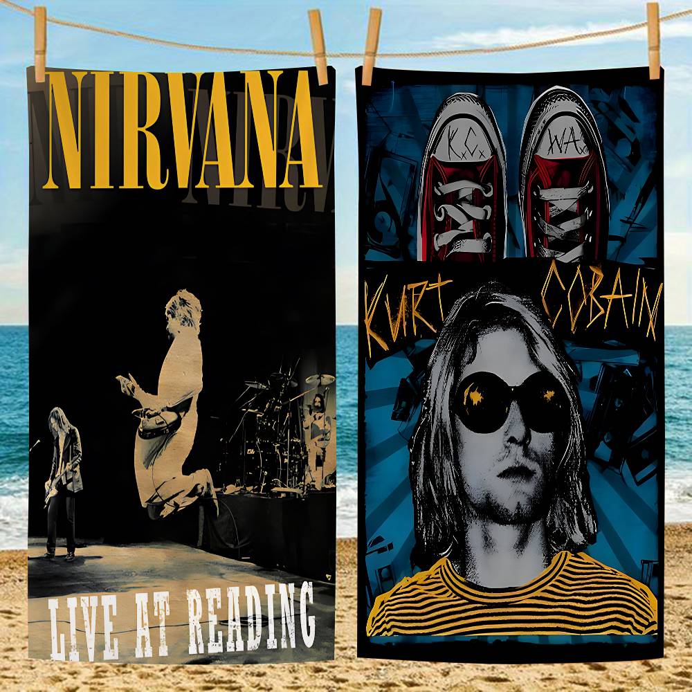 Jmg Household Supplies Band Hot N-Nirvana Microfiber Printed Beach Towel Mountain Climbing Yoga Beach Swimming Running Absorbent Soft Towel