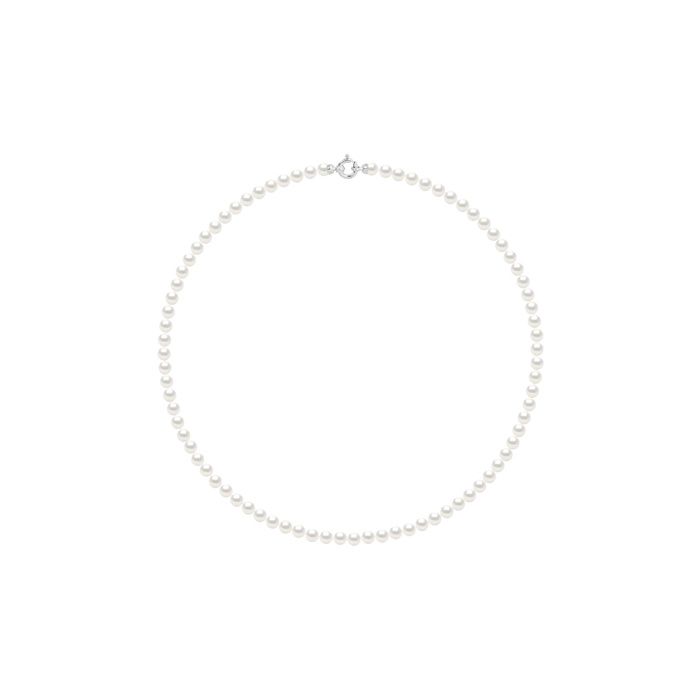 Collier - PEARLS & COLORS - Prestige - Perle d'eau douce ronde 8–9 mm - Blanc AAA+ - Or blanc 9 ct