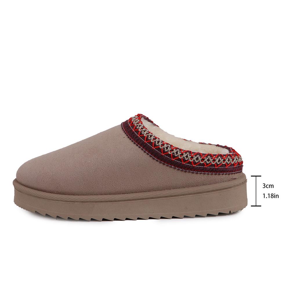 Lace half drag autumn and winter new snow boots women's foreign trade large size fashion women's shoes ethnic cotton shoes thickened plush