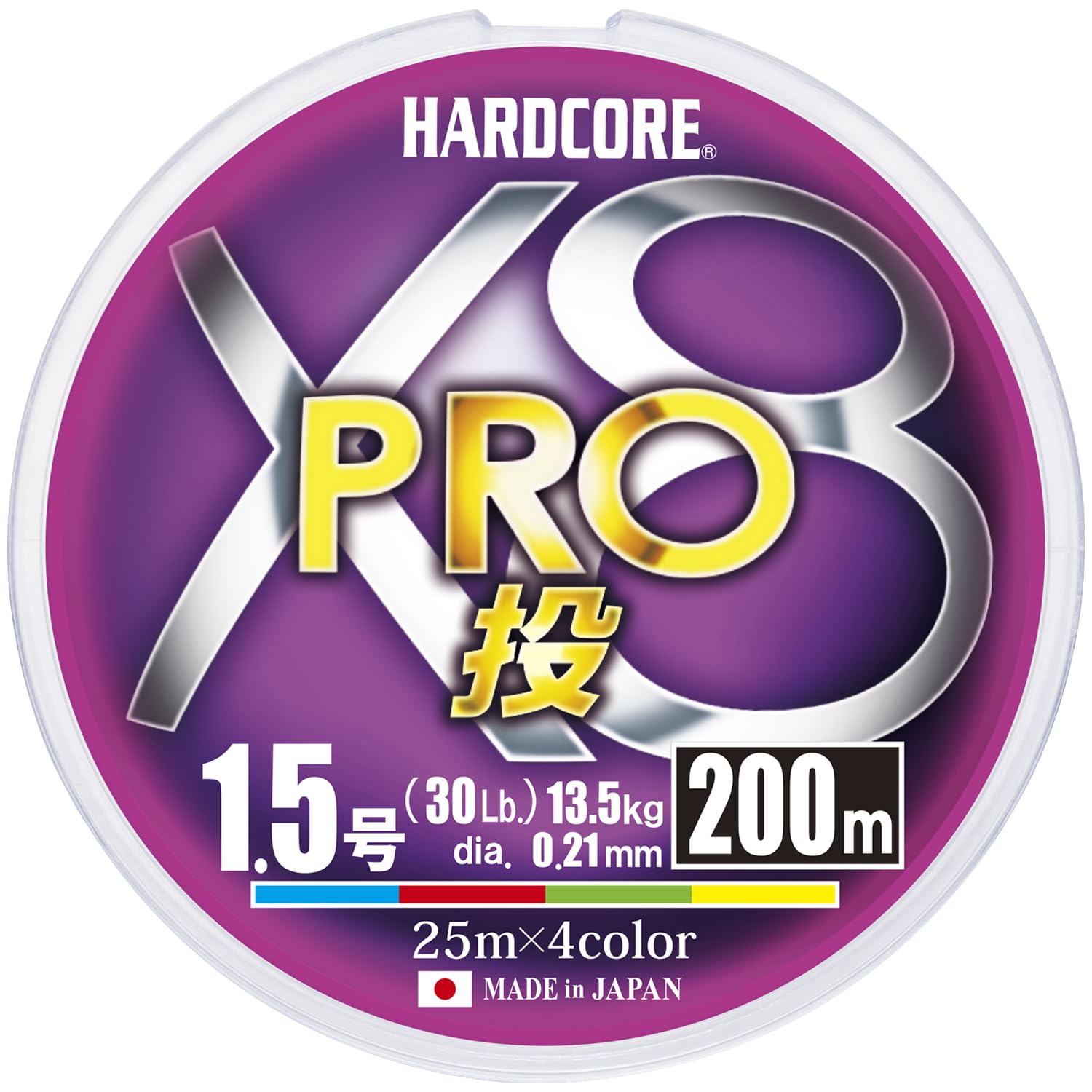 

DUEL HARDCORE X8 PRO PE H3912 Line, 1.5, 200m, 1.5, 4-Color Marking,
