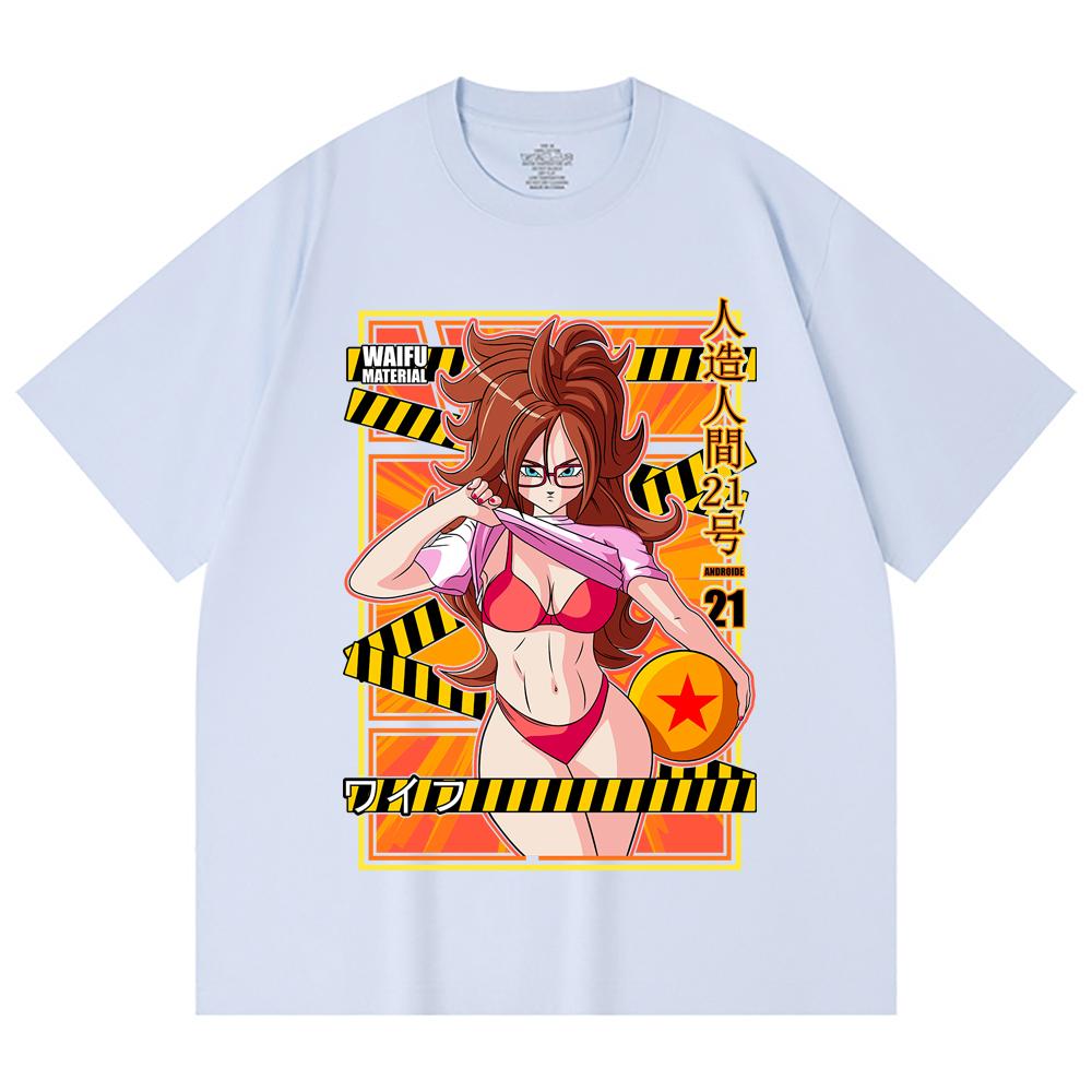 230 Gsm 100% Cotton Dragon Ball V25 Android 21 Waifu Print Unisex Heavy Cotton T Shirt