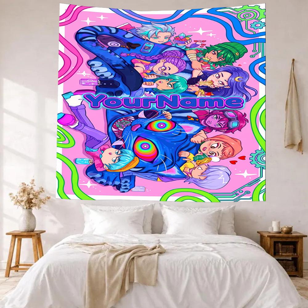Demon Hunter Girls Custom Your Name Wall Decor Tapestry Art For Pet Memorial Birthdaywedding Party Backdrop Family Gift