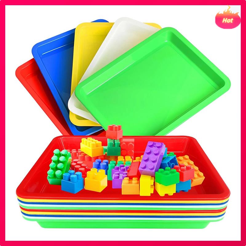 10 PCS Multicolor Plastic Art Trays,Activity Plastic Tray,Serving Tray For Art And Crafts,Painting,Organizing Supply