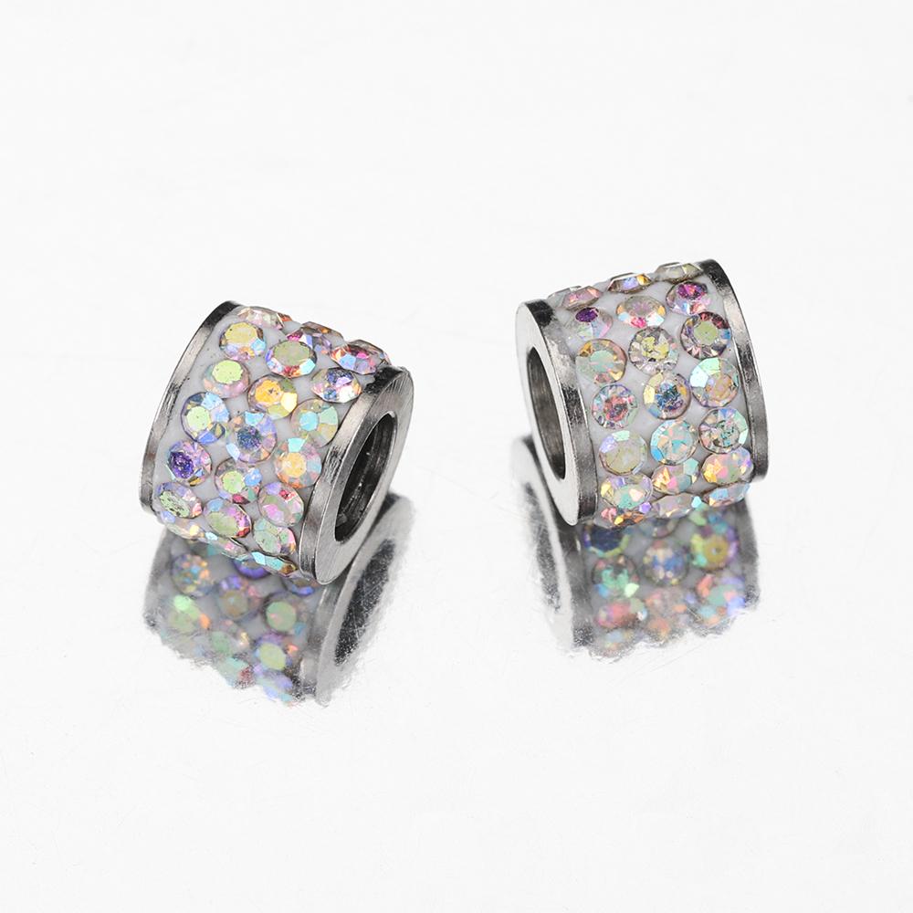 10pcs Mix Colorful Rhinestone Beads Stainless Steel Crystal Spacer Loose Beads Charms for Jewelry Making DIY Bracelet Necklace