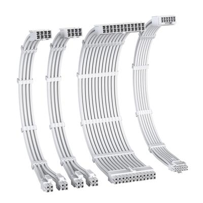 PCIe 12VHPWR PSU Verlängerung 16AWG Kupfer und EPS Verlängerung Kompatibel mit 1000W PC 300mm Ganz Weiß EZDIY-FAB 5.0 Kabel, Hochleistungs-Kern,