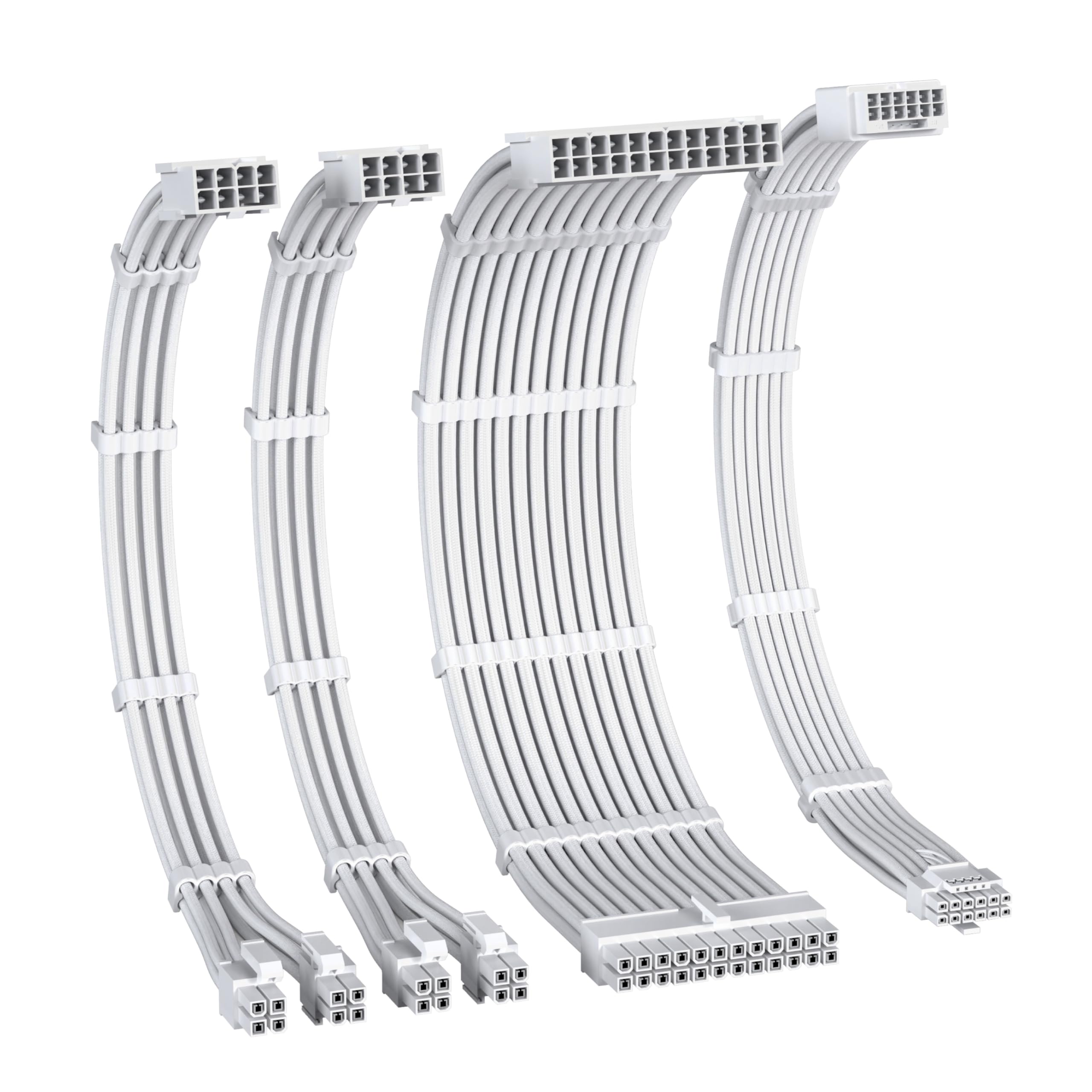 

PCIe 12VHPWR PSU Extension 16AWG Copper and EPS Extension Compatible with 1000W PC 300mm All White EZDIY-FAB 5.0 Cable, High-Performance Core,