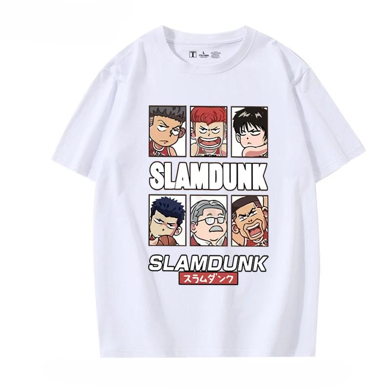 Summer men's cartoon Q-version Slam Dunk character short-sleeved T-shirt, casual 100% pure cotton short-sleeved top