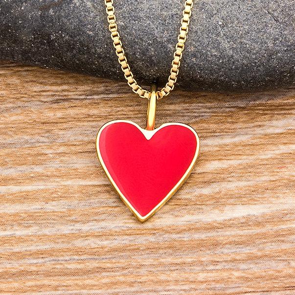 Nidin Romantic Heart Couple Necklace 5 Colors Simple Valentine's Day Sweater Chain Fine Friend Lovers Wedding Party Gift Jewelry
