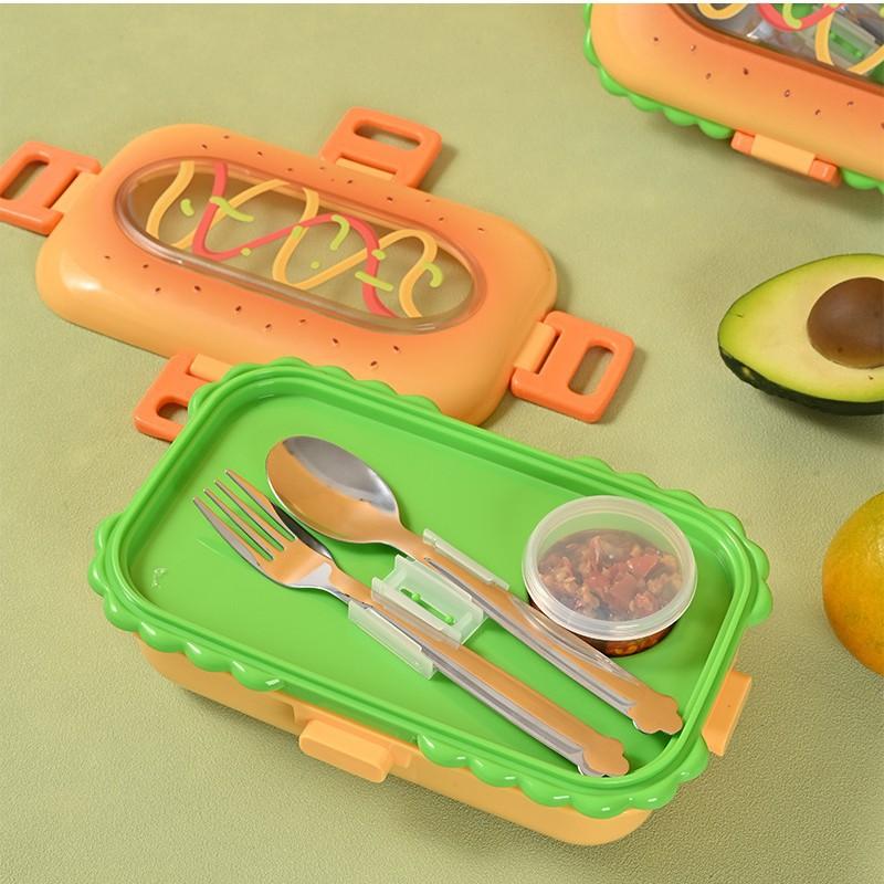 

Cartoon 304 Stainless Steel Lunch Box with Tableware Children s Bento Box Food Grade Big Mac Burger Sealed Lunch Box