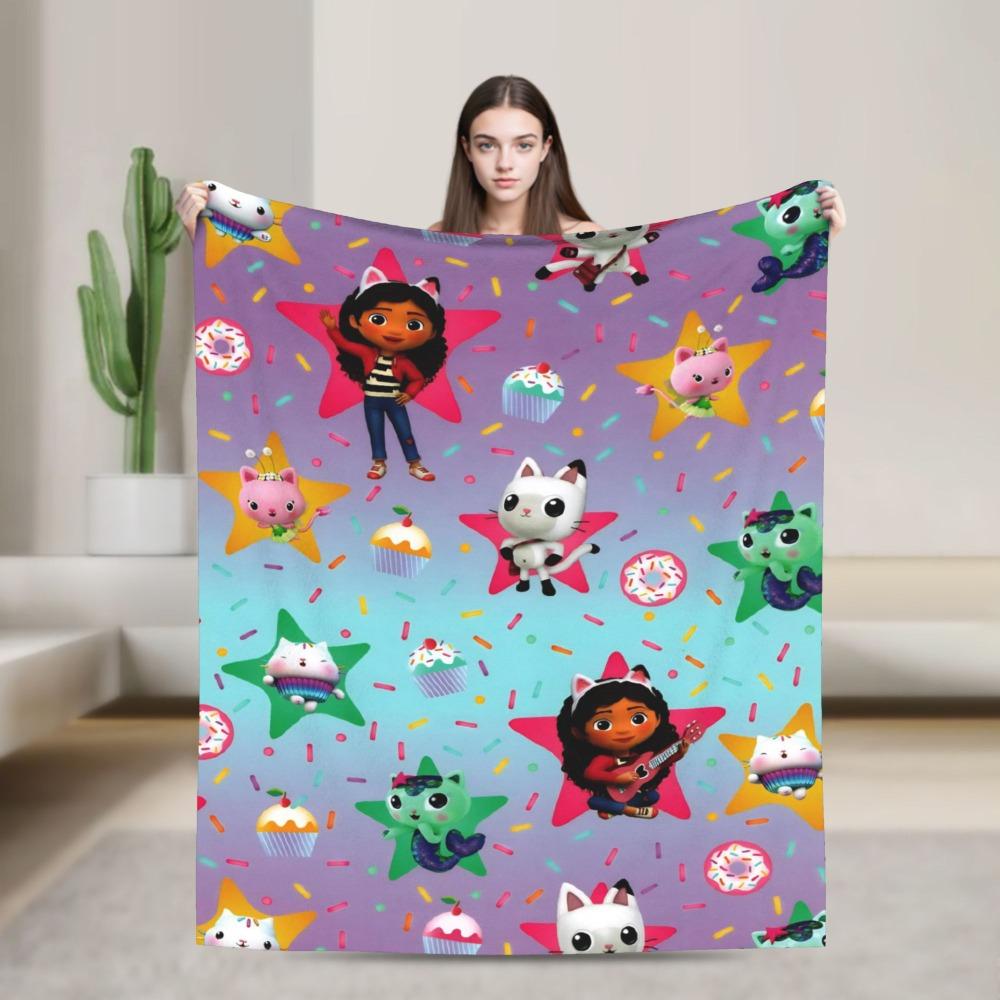 Gabby flannel blanket cute cartoon design soft blanket for the bedroom camping cosy bedspread sofa bed cover