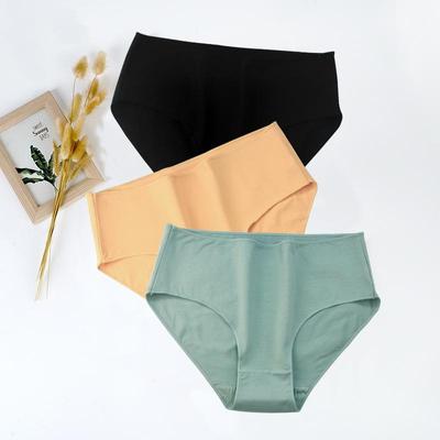 3PCS/Set Cotton Underwear Women Solid Color Panties Briefs Mid Waist Female Lingerie Girls Soft Underpants
