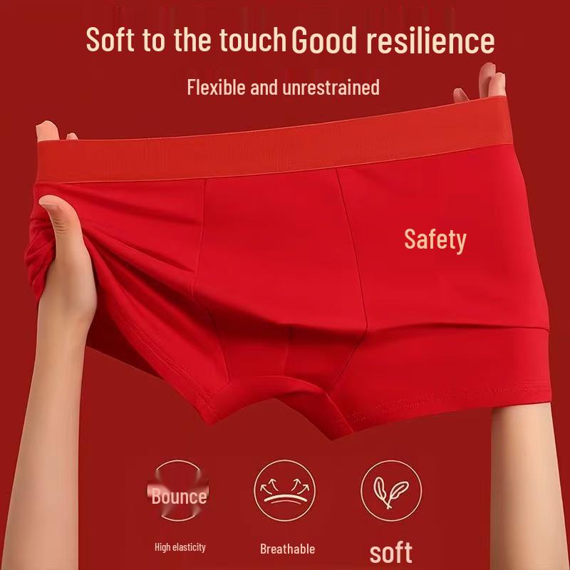 Men's Red Benmingnian Boxer Briefs - Lucky New Year Plus Size, Comfortable Loose Fit