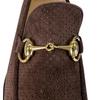 Pristine GUCCI Loafers Horsebit Brown Suede Leather Women 8 100 0442 Used