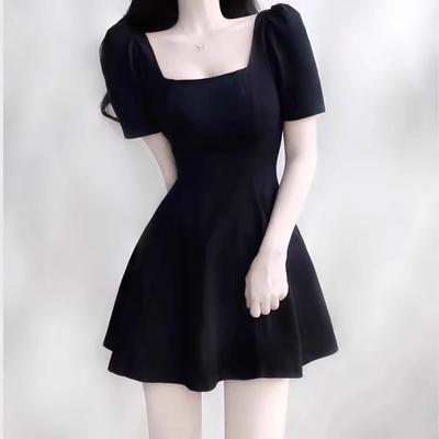 French Small Waist Black Dress Women's Clothing Summer New Wear High-end Dating Black Dress