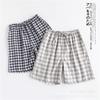 Shorts de couple pyjama d'été pour femmes nouveau pantalon de pyjama fin à carreaux japonais frais multicolore double couche fil de coton pantalon de maison