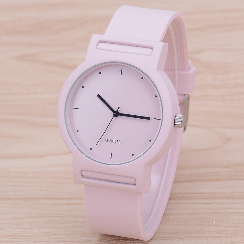 Fashion Simple Quartz Watches Women Korean Pink Silicone Belt Wristwatches Clock Gift Dropshipping