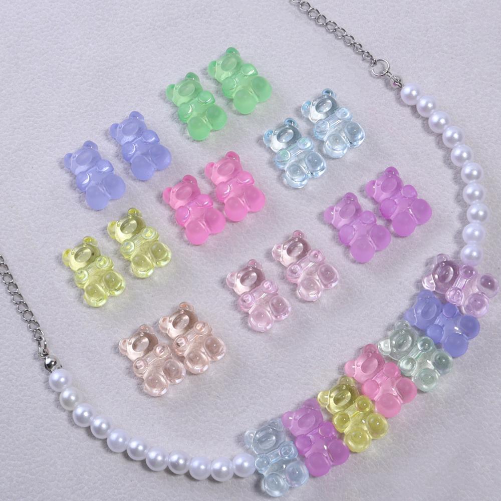 30pcs/lot 11x18mm Mini Bear Acrylic Beads Transparent Colorful Cute Bear Loose Beads For DIY Necklace Earrings Jewelry Supplies