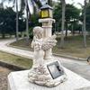 Solar Lamp European Roman Column Angel Sculpture Outdoor Garden Courtyard Home Decoration Resin Crafts  Home Accessories