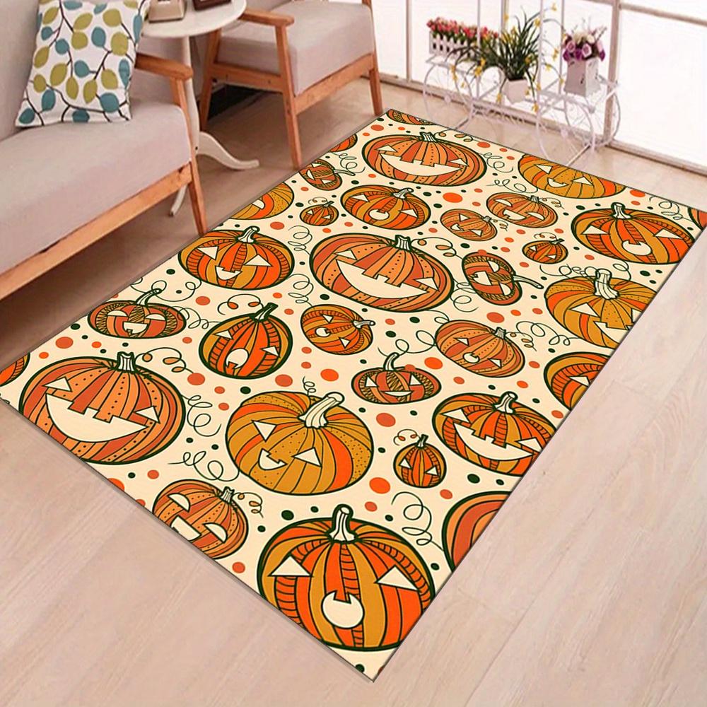 1pc Halloween Pumpkin Design Area Rug - Polyester 3D Printed Carpet, Durable  Crystal Velvet, Large Size, Versati