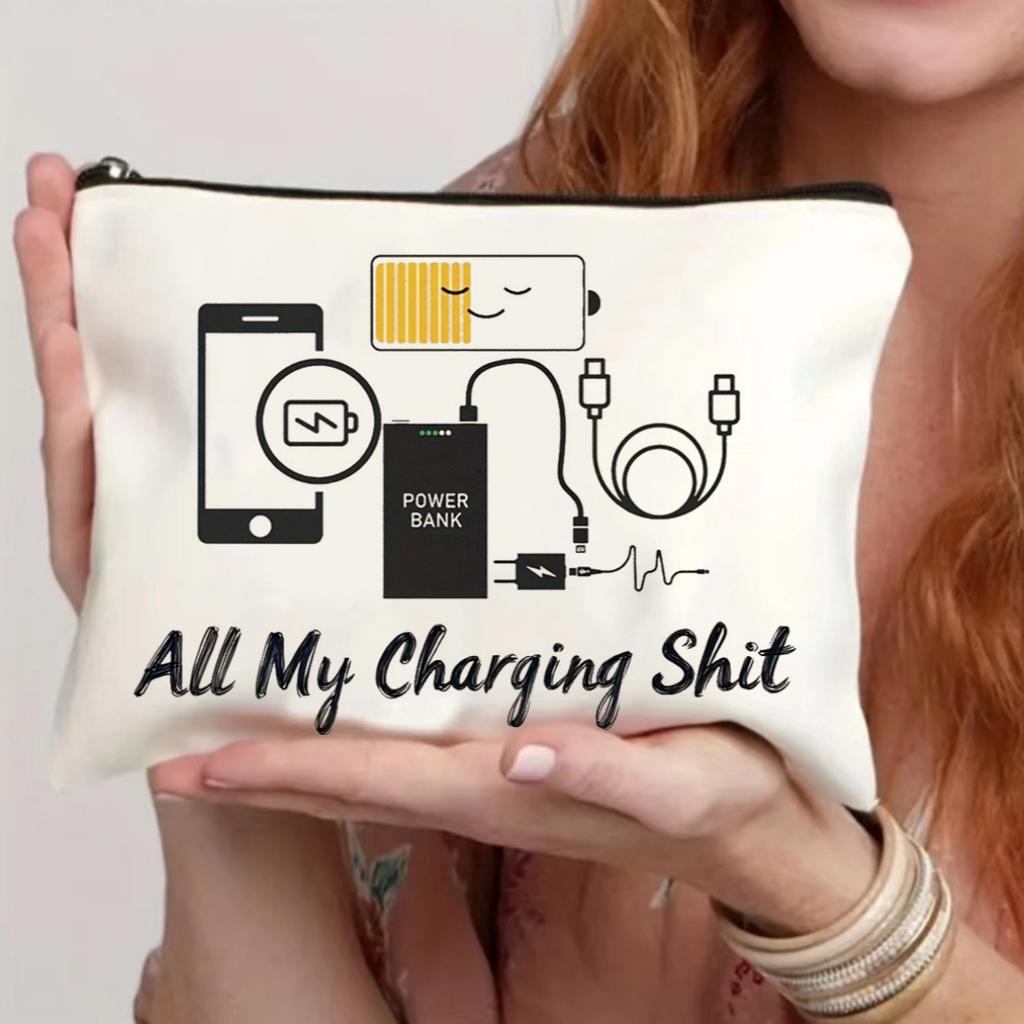 Canvas medicine bag,casual style,Beige zipper travel bag,ideal for toiletries, stationery organizing,ladies handbag