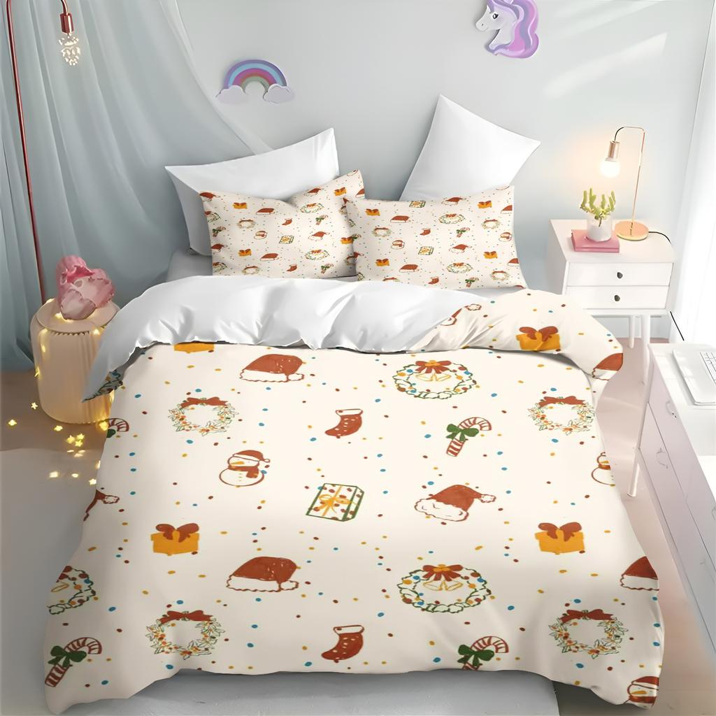 Christmas Quilt Cover, Cartoon Anime, Duvet Printed Comforter, Polyester Bedding, Twin Size, Children Gift, Various Sizes
