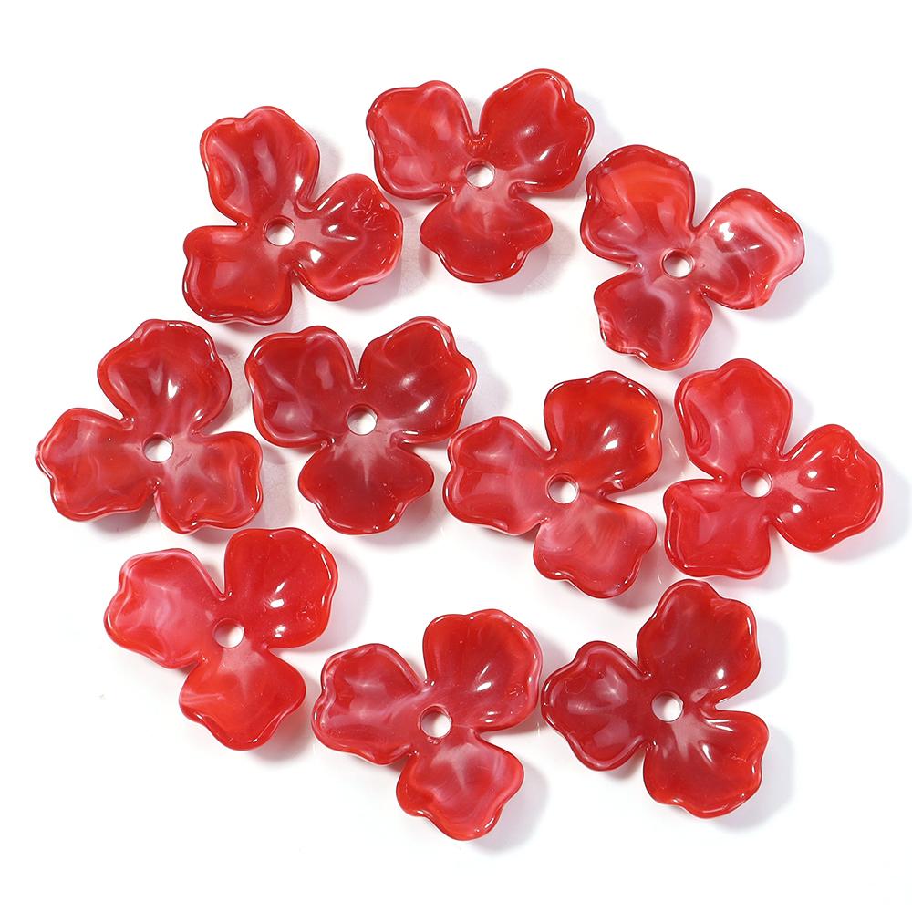 10pcs/lot Colorful Flower Acrylic Spacer Beads Three Petal Flower Loose Bead Caps For DIY Charms Earrings Necklace Accessories