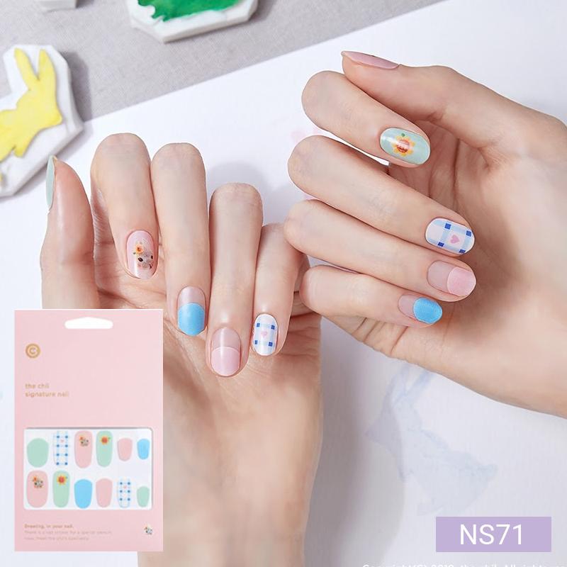 Cute Pastel Nail Stickers 24pcs | Press-On Strips, Bunny, Bear&Star Designs, Easy Peel