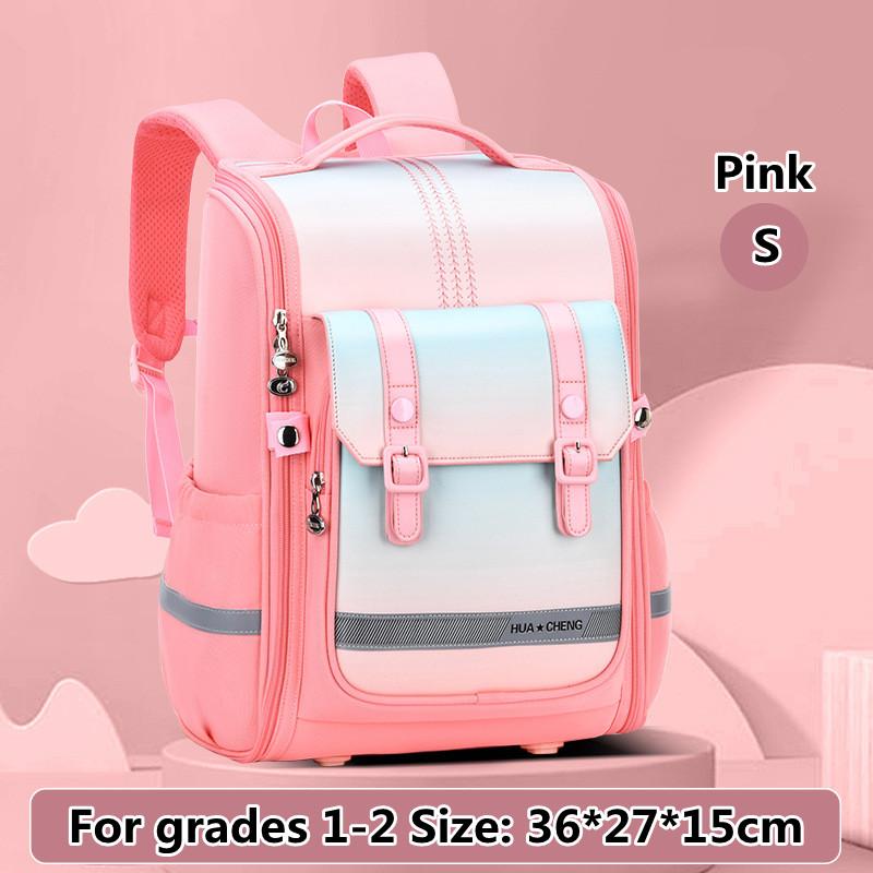 Neue Design-Gradienten-Schultasche für Grundschüler, männliche und weibliche Kinder, Rucksack der Klassen 1–6, leicht, verschleißfest, Kinderrucksäcke