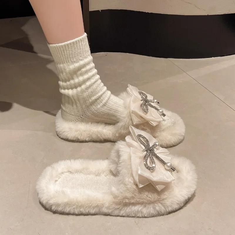 Fashion 2024 New Shoes for Women Slip-on Women's Slippers Fashion Butterfly-knot Daily Slippers Women Hot Sale Peep Toe Flat Slippers