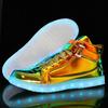 New Luminous Shoes High-top Men's Casual Shoes Children's Trendy Shoes Fashion Mirror Dazzling Lights Shoes Velcro Classmates
