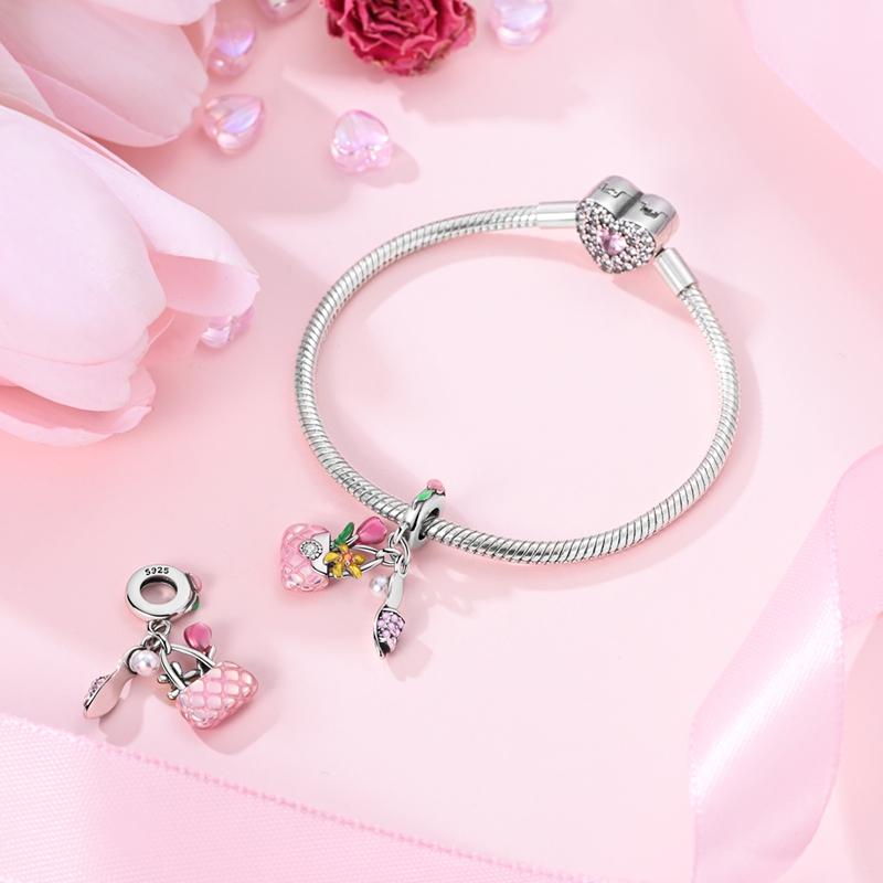 Charms Copperelegant Flowers Handbag Slippers Pendants Fit Charms Plataoriginal Bracelet Beads Women Jewellery Making