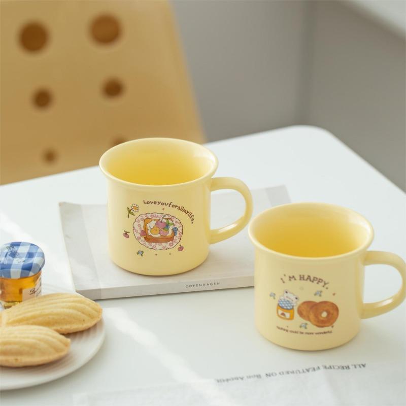 Cute Ceramic Mug Cartoon Cream Milk Breakfast Cup High Looking Home Coffee Cup Girls Afternoon Tea Cup