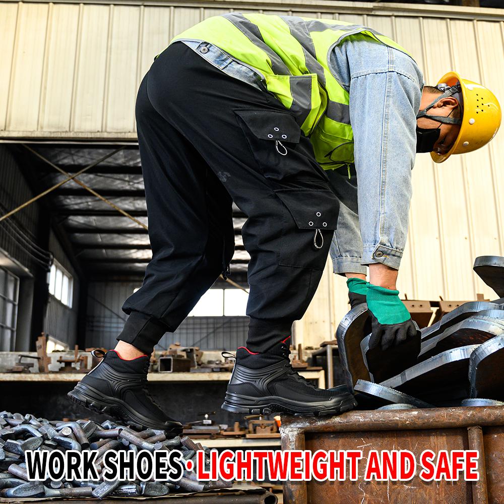 Men's Steel Head Safety Shoes Smash-proof Lightweight Soles Outdoor Construction Workshop Industrial Men's Work Boots