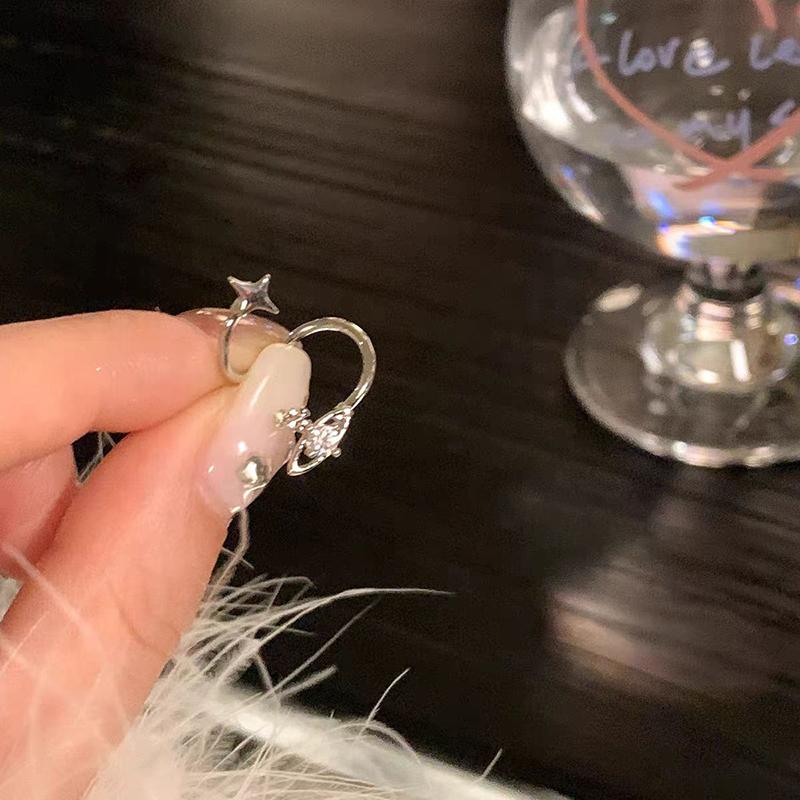 1Pc Star Surround Planet Spiral Ear Bone Nail For Women   Silver Color Earrings Accessories