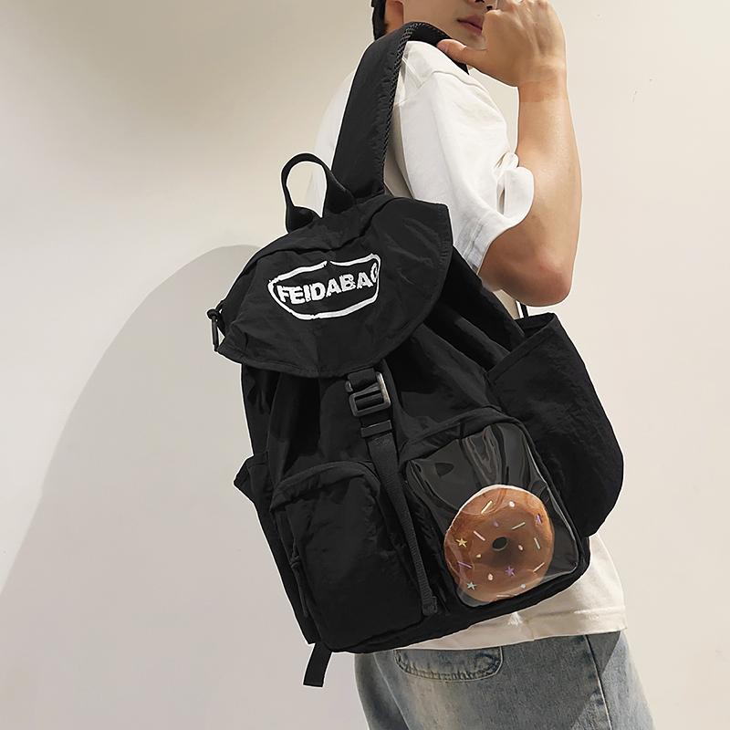 Women Solid Color Backpack Men Lightweight Travel Bag Large Capacity Backpack