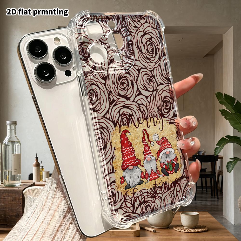 Phone Case: 2D Flat Design, Fits iPhone 18 17 16 15 14 13 Pro, Transparent Corner Protection Case, Christmas Elf, Christmas and Halloween Gift