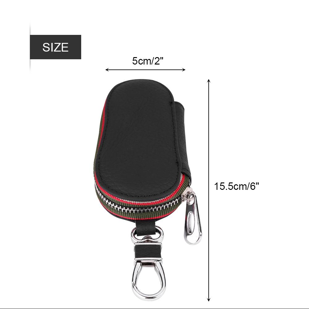 Universal Car Auto PU Leather Zipper Key Case Holder Storage Bag Cover Black