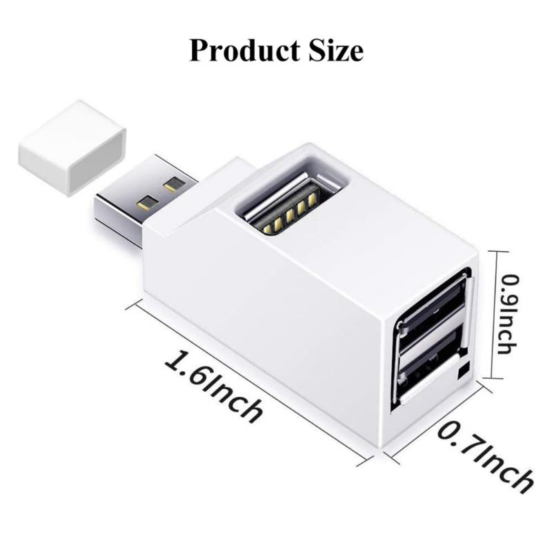 Portable USB Splitter 3 Port USB2.0 Hubs Adapter for Laptop Car Tablet Air and More