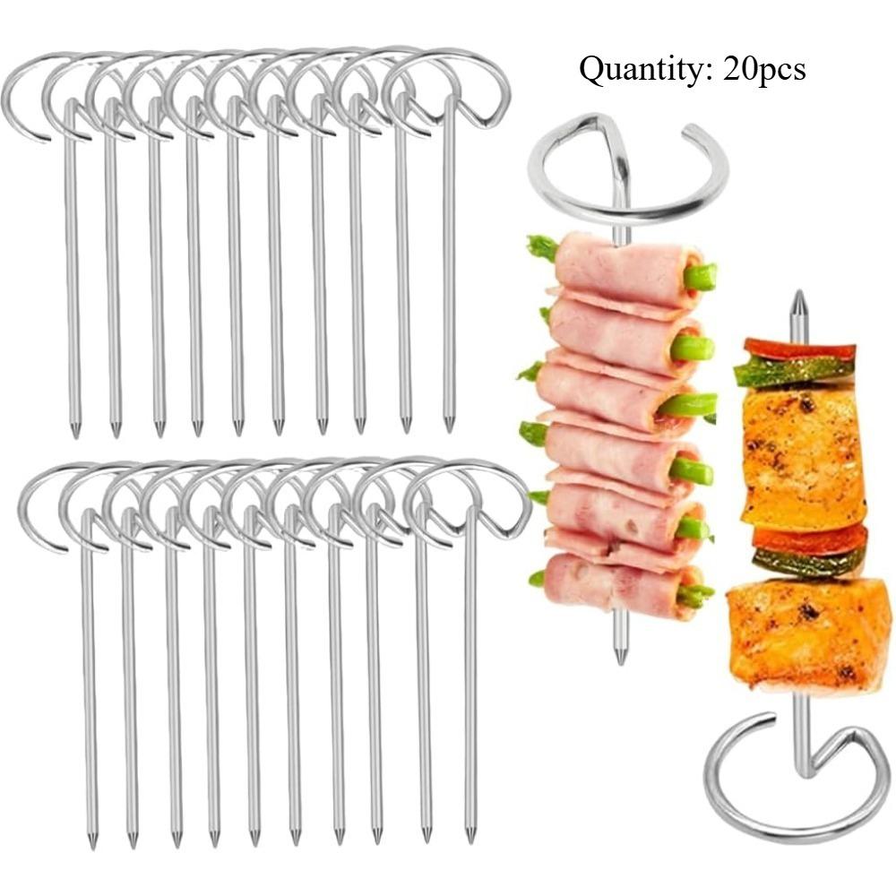 Metall Vertikaler Kebabspieß, Wiederverwendbares Edelstahl Heißluftfritteuse und Grillzubehör - Obst und Fleisch Vertikaler Kebabspieß