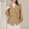 Women Casual Turn Down Collar Long Sleeve Elegant Blouse