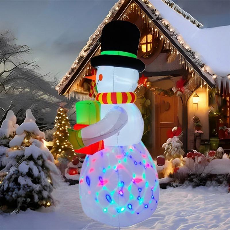 Inflatable Toy Cane Gift Snowman Christmas Inflatable Model Luminous Inflatable Model Christmas Atmosphere Decoration Model