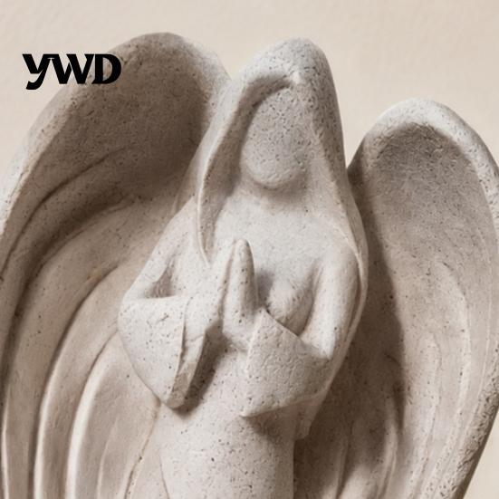Healing Atmosphere Decor Praying Angel Statue, Abstract Guardian Figurine, Religious Prayer Minimalist Art Ornament Sculpture for Home Mantel