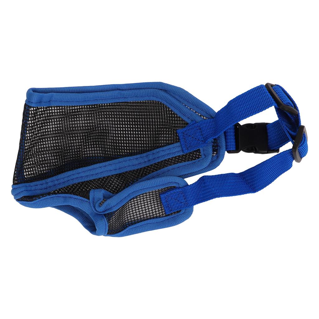 Short Snout Dog Muzzle Adjustable Breathable Prevent Biting Chewing Dog Mesh Muzzle for Bulldog Shar Pei Chihuahua Blue