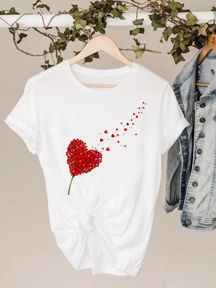 Womens Watercolor Love Heart Print Short Sleeve Tee Basic Clothing Summer Top Graphic Clothes Sweet Fashion Aesthetic Clothes
