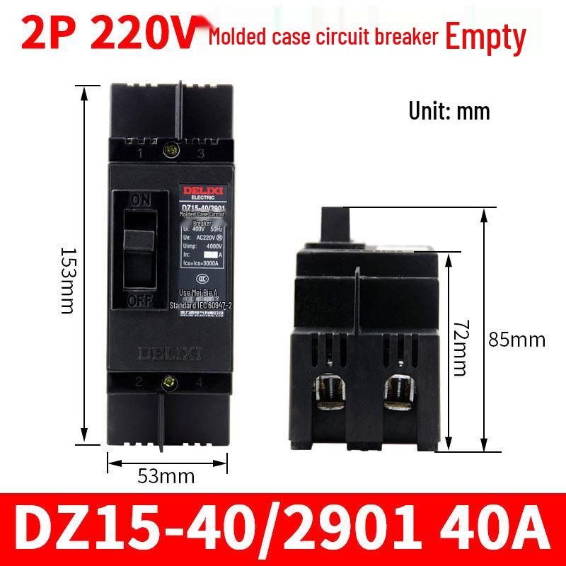 DELIXI Plastic Circuit Breaker DZ15: Three-Phase or Single-Phase 2P/3P Air Switch, 63A/100A