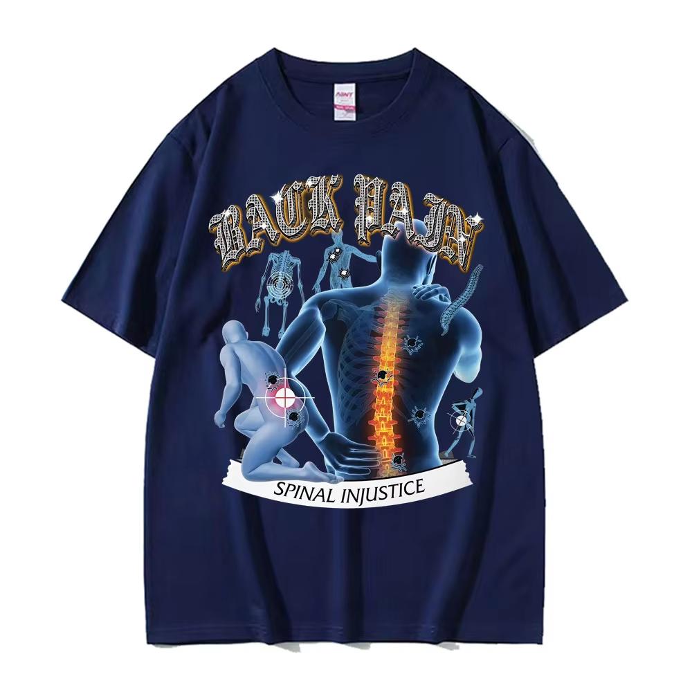 2026 New Funny BACK PAIN Spinal Injustice Meme Tshirt Unisex Women Vintage Humor Tshirt Casual Cotton T Shirts Streetwear Summer
