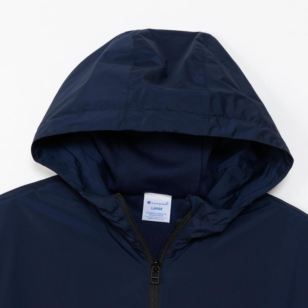 Champion Long Sleeve Stretch Windproof and Hooded Jacket with Embroidered Script Golf Water-Repellent Logo, Outerwear, C3-CG601-370-L