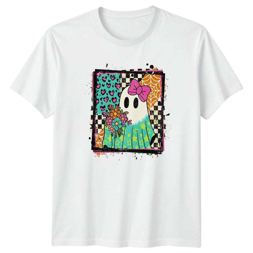 Spooky Ghost Halloween Graphic Tee Unisexs Unisexs Retro Stars Unisex T Shirt S