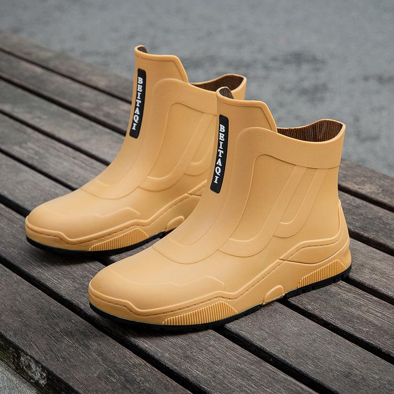 Couple Fashion Transparent Rain Shoes Street Versatile Color Matching Short Rain Boots Women's Non-slip Waterproof Shoes Rubber Shoes